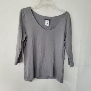 Crea Concept Womens Top Size 42/S-M Gray 3/4 Sleeve Scoop‎ Neck Casual Stretch